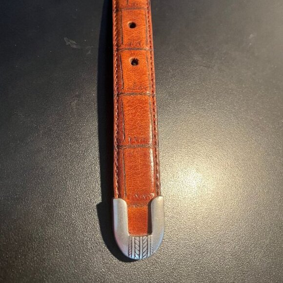 New Jos A Banks Brown Crocodile Embossed Leather Belt - Size 40 - Picture 3 of 7